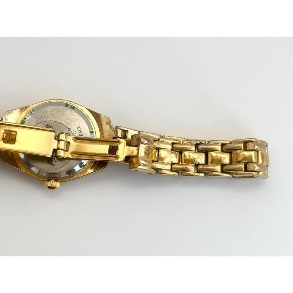 Vanity Fair Rhinestone Framed Gold T Stretch Vintage Wristwatch - 19mm - WORKS! - Picture 15 of 16